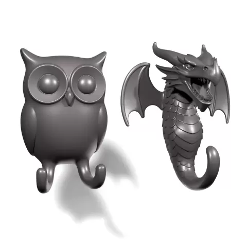 Owl and Dragon Wall Hooks - 3D Everything