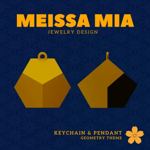 01. Associahedron Pendant and Keychain - 3D Print File for Geometric Keychain & Pendant - Girl's Fashion Accessories