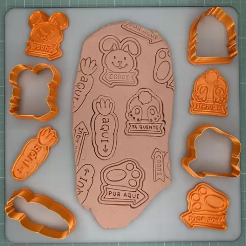 Carimbos e Cortadores Pascoa Coelho Cenoura Ovos STL — Biscoitos, Bolachas e Fondant