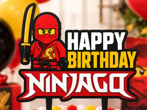 Red Ninja Birthday Cake Topper – Ninjago Style