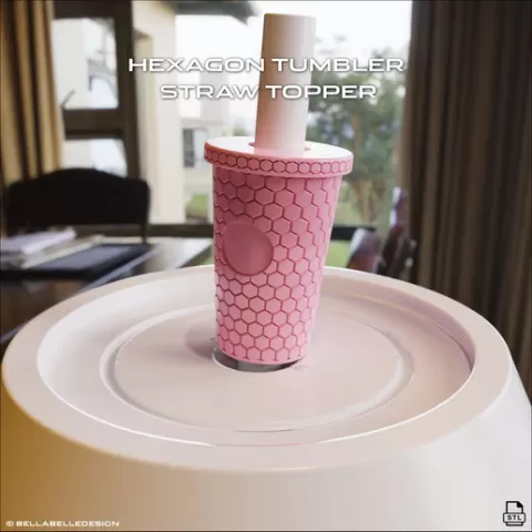 Hexagon Tumbler Straw Topper stl Straw Buddy Tumbler - 8.5 mm
