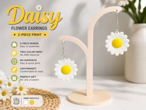 Daisy Flower Earrings | 2-Piece Print