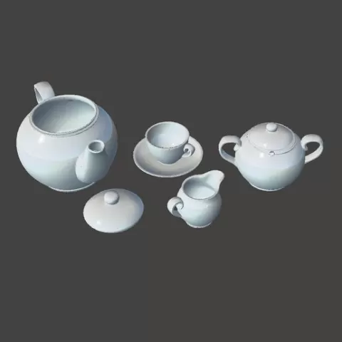 Tea set for dioramas 1/6 1/16 1/35 1/72 1/76 HO 1/87.1 O 1/48 G 1/12 1/24 1/32 28mm 1/56 scales