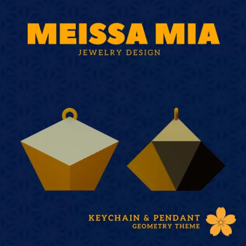 01. Bisymmetric Hendecahedron Keychain – 42. Space Filling Polyhedra Pendant and Keychain - 3D Print File for Geometric Keychain & Pendant - Girl's Fashion Accessories