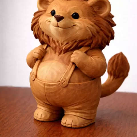 Cute Lion STL – Chubby Lion Figurine – Rustic Woodland Animal – 3D Print Model – Single Color Printable STL