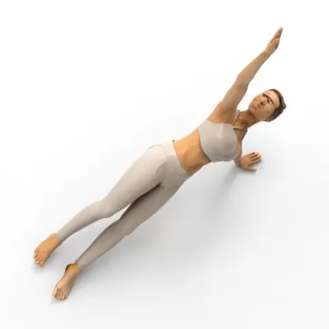 Woman Side Plank Yoga Pose Figure - Female Fitness and Balance Model