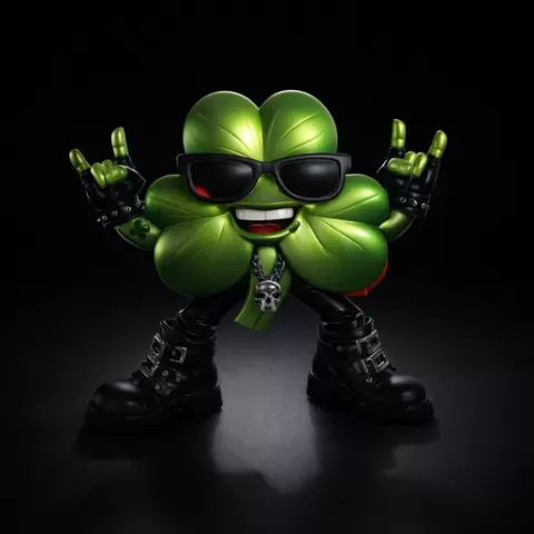 St Patrick Lucky Clover Rocker 3D Print – Cool Shamrock Character with Sunglasses – Fun Irish Decor – Lucky Charm Figure