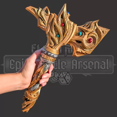 Ringsmith's Celebros - Fantasy Battle Axe with Secret Dice Storage + Display Stand + Belt Holster by MEniatures