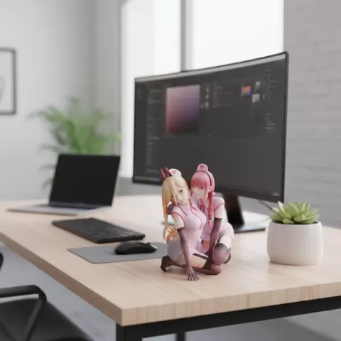 HOT HENTAI FIGURINE SEXY ANIME NURSE LESBIANS (NSFW)