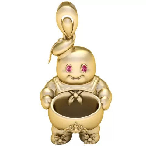 Cute Golden Cartoon Bunny Pendant with Gemstone Eyes – 3D Printable Jewelry Model