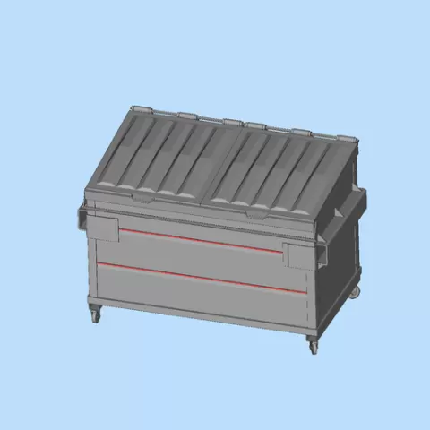 68 xbb Street Scene: Miniature Model of Modern Trash Cans on the Street