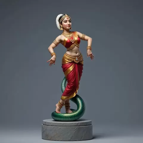 3778 Color 3D Model of Dancing Snake Woman in Indian Style - AStoryTeller