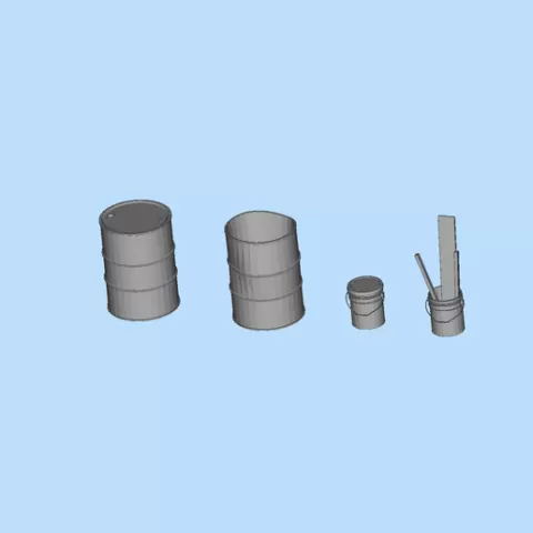 25xbb Street Scene Oil Drum and Glue Bucket - 2 Styles, 1/64 Miniature Scene Printing Model