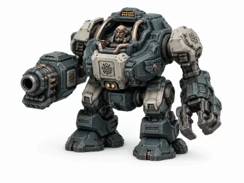 Grimdark Space Dwarf Armored Exosuit- Sci-Fi Mech