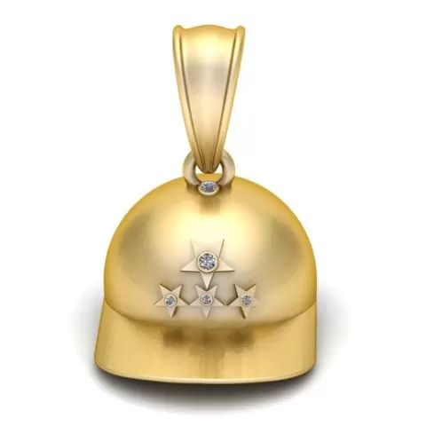 Golden Star Helmet Pendant Luxury Symbolic Jewelry with Diamond Accents