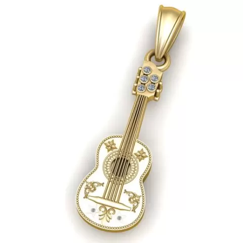 Golden Harmony Guitar Pendant Luxury Musical Instrument Jewelry Design