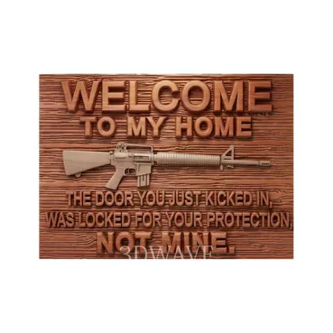 Welcome Home Sign STL | This House Protected by 2A, 3D Model for CNC | Patriotic Door Plaque, Gun Rights Wall Decor