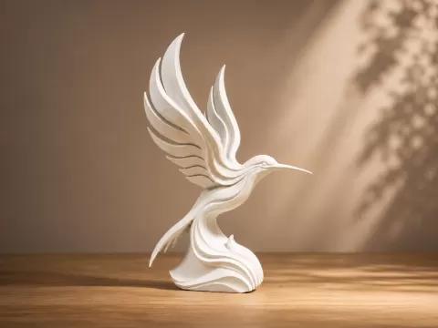 Abstract Hummingbird Sculpture - Bird Decor
