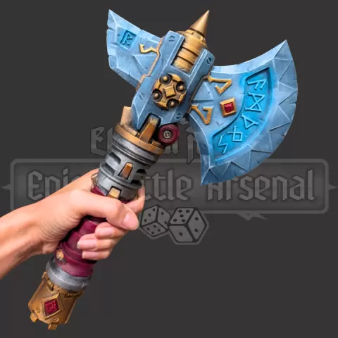 Vargr Steel - Fantasy Battle Axe with Secret Dice Storage + Display Stand + Belt Holster by MEniatures