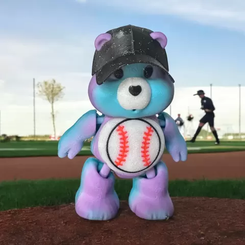 Lots of Baseball Bear, Care Bear, Articulated, Flexi, Print in Place, flexible