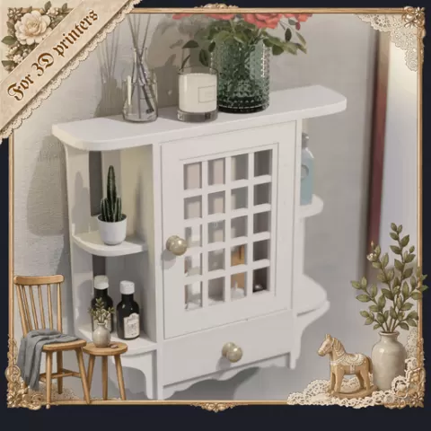 Antique Style Wall Shelf Miniature STL Diorama Furniture Indoor