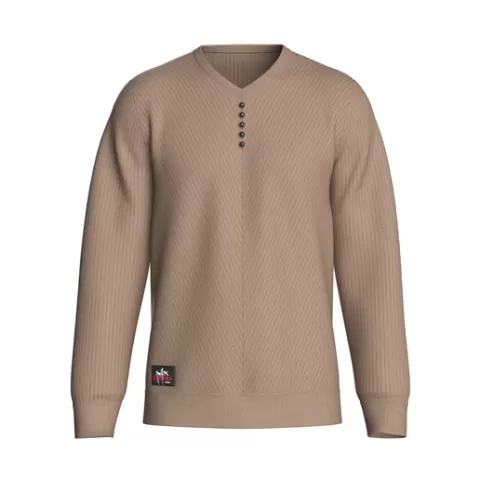 Men Henley Sweater With Patch | Marvelous / Clo3d / obj / fbx