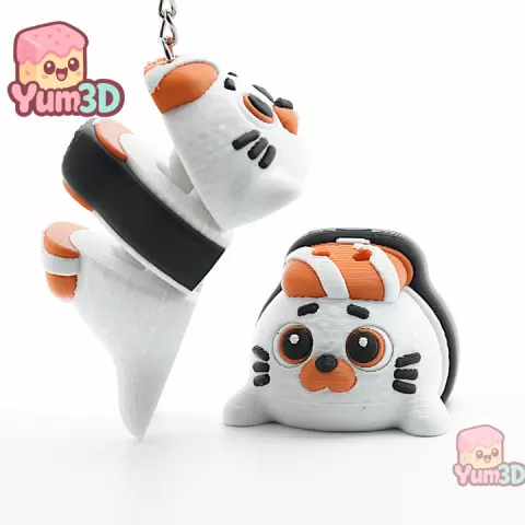🍣 Yum3D Sushi Seal for Food Lovers Articulated Keychain - Cute Backpack Keychain by Yum 3D