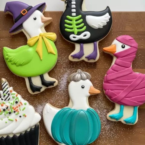 Cute Duck Cookie Cutter Set + Bat Symbol | Duck, Duck with Hat, Pumpkin Duck, Cupcake & Bat | 5-Piece Set | ~3.6in | STL Files