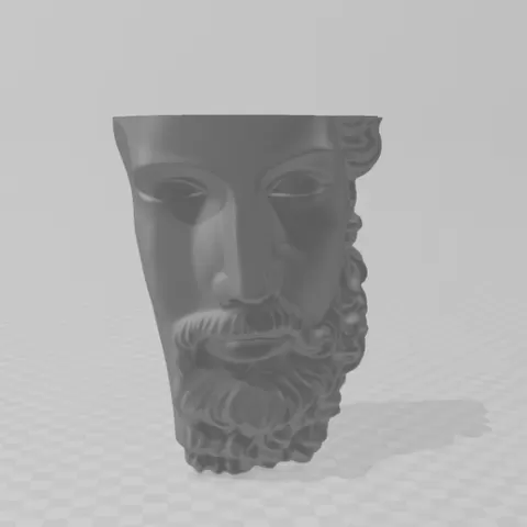 Vase bust, statue, fragment, face, man, beard, hair, classical, antique, art, sculpture, 3D model, STL file, 3D print, printable, decoration, antiquity, Greek, Roman.