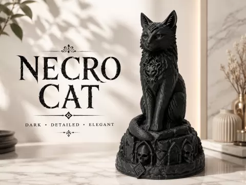 Necro Cat – Skull Relic Sculpture