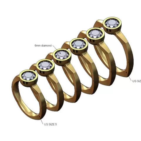 Rounded square 6mm bezel solitaire diamond ring Us sizes 5to10
