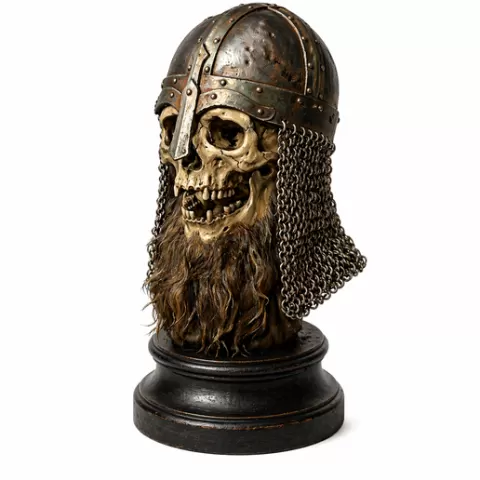 Viking Skull Bust STL File for 3D Printing, Norse Warrior Skeleton Statue, Gothic Viking Helmet Decor, Medieval Skull Sculpture Digital Download
