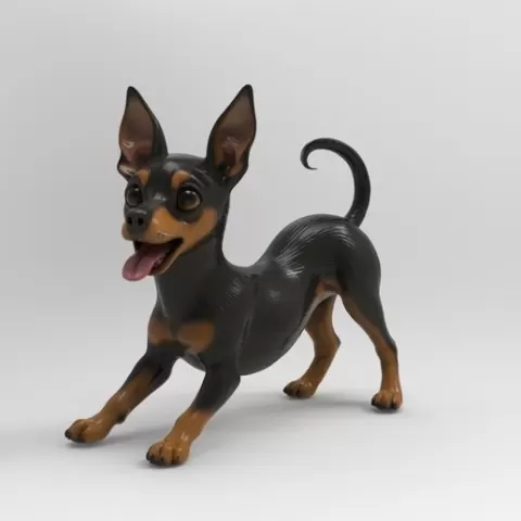 Playful Pinscher Dog Figure 1/32 Scale - Slot Car Scenery Animal