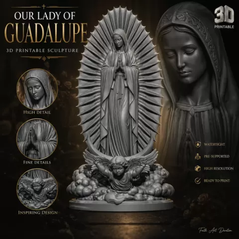 Our Lady of Guadalupe Statue – Virgin Mary Religious 3D Print STL