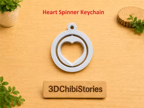Heart Spinner Keychain | Single Color | Easy Print