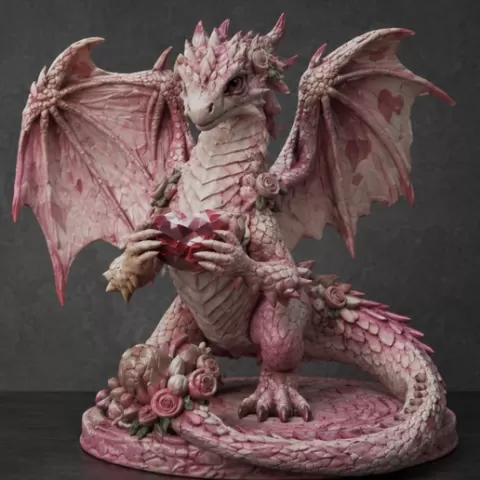 Cute Rose Dragon – Fantasy Creature 3D Printable Model