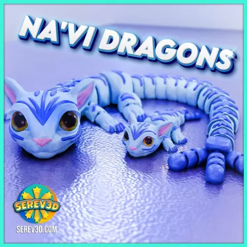 Flexi Na'vi Dragon Mini - Keychain and Straw Buddy Sensory Dragon - No Supports 3D Print STL/3MF by SEREV3d
