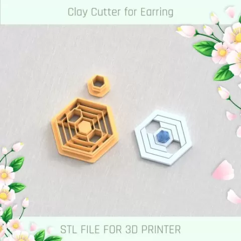 Architect Hexagon Earrings with Precious Stone