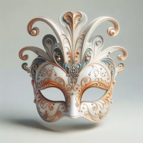 3195 Venetian Carnival Mask Color 3D Model, figurine, luxury, character, mask, gothic, magic, stl, monster, wizard, witch, werewolf, decorative, minimalist, 3d, skeleton, fantasy, skull, venetian, carnival