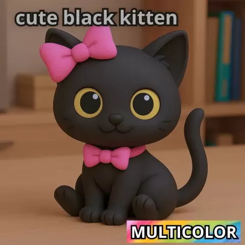 cute black kitten - NicoToons