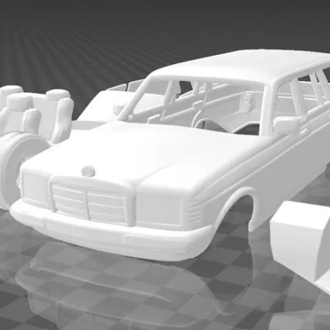 Mercedes-Benz W123 1975 – Detailed Separate Parts Classic Sedan Model Kit – STL for 3D Printing