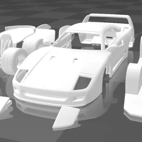 Ferrari F40 1987 – Detailed Separate Parts Supercar Model Kit – STL for 3D Printing