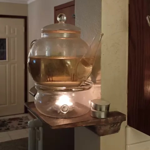 Pass through window wrapped shelf
