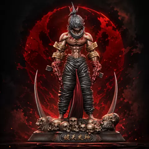Dark Demon Warrior Anime Statue STL