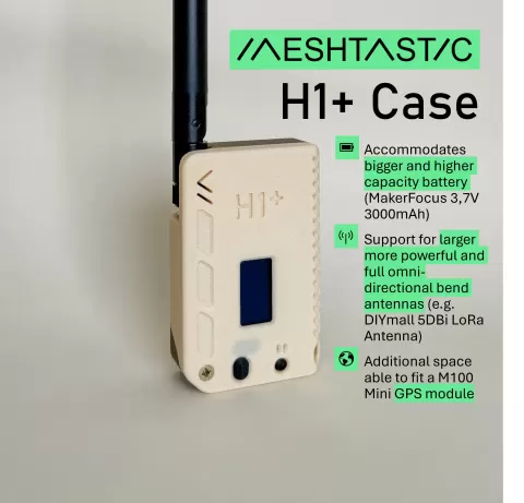 H1+ - Enhanced H1 Case for Heltec V3/Heltec V4 by muzi.work running Meshtastic