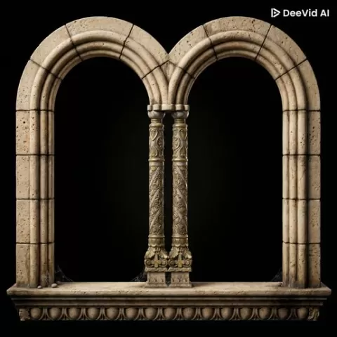 VENTANA DOBLE ARCO PARA IGLESIA