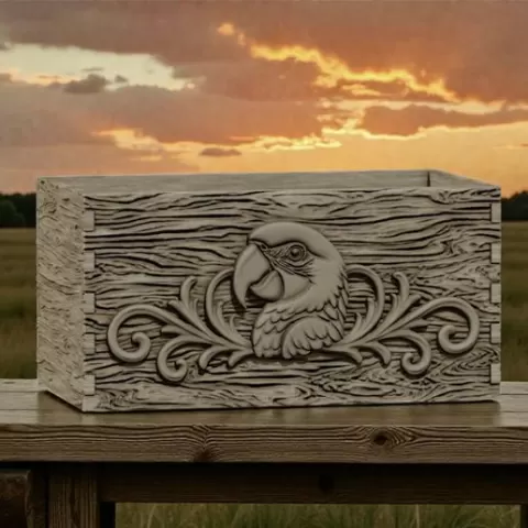 box wood relief mascaw parrot 2 animal high large slim dovetail joint for 3d printing wood texture Commercial Use
