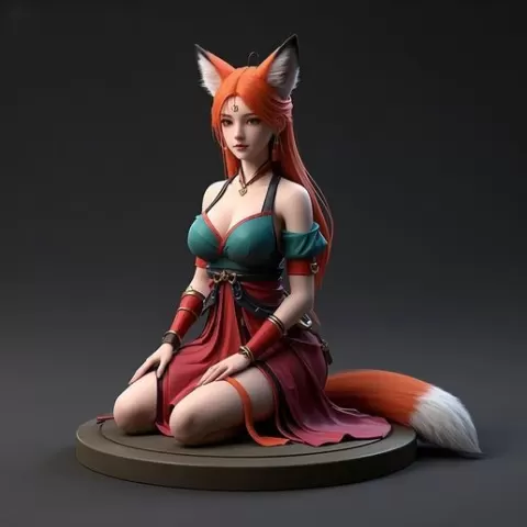 3164 Fox Spirit Woman in Pu Song Ling Style, Halloween, fox, spider, troll, gnome, gorgon, wild, bat, monster, gothic, wizard, witch, werewolf, horror, beast, mutant spider, skeleton, skull, 3d, stl