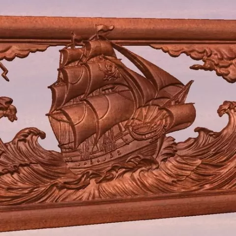 Sailing ship 3d grayscale file
