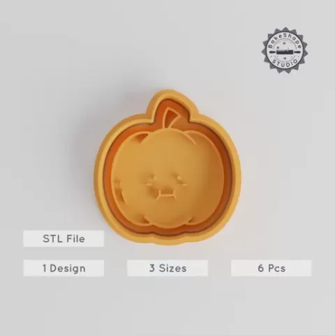 Pumpkin Faces Cutter & Stamp Set, Cookie & Fondant, 6 Pieces, S/M/L, Halloween Pumpkin Emoticons